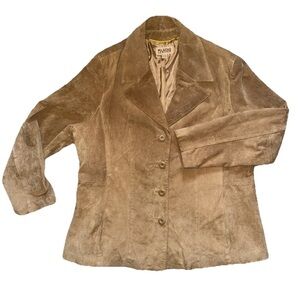 Women’s VTG Wilson’s Leather Suede Button-Front Jacket XXL Camel Light Brown 80s